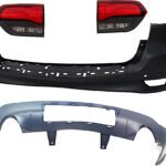 Replacement 4-Piece Kit Rear, Upper and Lower Primed Bumper Cover, Includes (2) Bumper Cover and (2) Tail Light