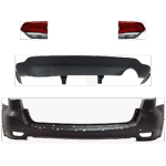 Replacement 4-Piece Kit Driver and Passenger Side, Inner Halogen Tail Light, With bulb(s), Includes (2) Bumper Cover and (2) Tail Light