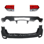 Replacement 4-Piece Kit, Driver and Passenger Side, Inner Halogen Tail Light, With bulb(s), Mounts on Liftgate, OE Replacement, CAPA Certified, Includes (2) Bumper Cover and (2) Tail Light
