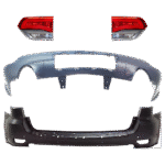 Replacement 4-Piece Kit, Driver and Passenger Side, Inner Halogen Tail Light, With bulb(s), Mounts on Liftgate, OE Replacement, CAPA Certified, Includes (2) Bumper Cover and (2) Tail Light