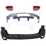 Replacement 4-Piece Kit, Driver and Passenger Side, Inner Halogen Tail Light, With bulb(s), Mounts on Liftgate, OE Replacement, CAPA Certified, Includes (2) Bumper Cover and (2) Tail Light