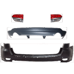 Replacement 4-Piece Kit Driver and Passenger Side, Inner Halogen Tail Light, With bulb(s), Includes (2) Bumper Cover and (2) Tail Light