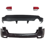 Replacement 4-Piece Kit Driver and Passenger Side, Inner Halogen Tail Light, With bulb(s), Includes (2) Bumper Cover and (2) Tail Light