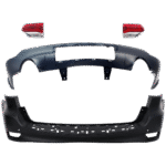 Replacement 4-Piece Kit Rear, Upper and Lower Primed Bumper Cover, Includes (2) Bumper Cover and (2) Tail Light