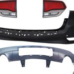 Replacement 4-Piece Kit Rear, Upper and Lower Primed Bumper Cover, Includes (2) Bumper Cover and (2) Tail Light