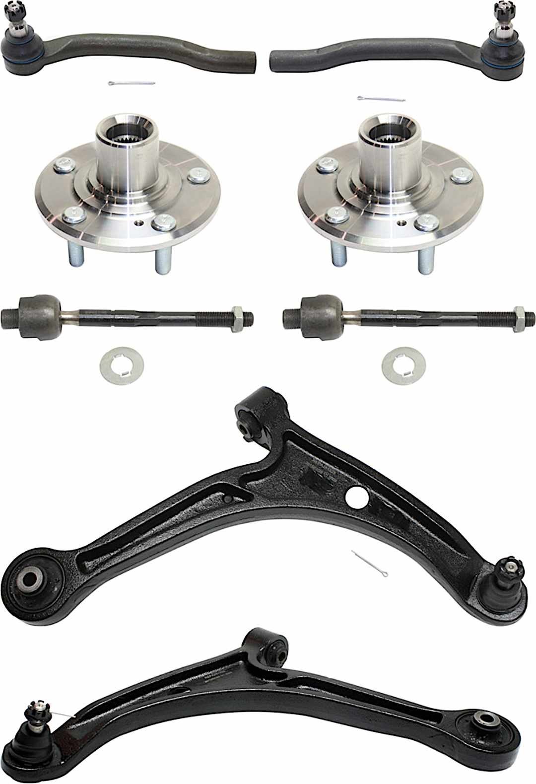 kit-100317-70_1.jpg TrueDrive 8-Piece Kit Front, Driver and Passenger Side, Lower Control Arm Kit, Includes (2) Control Arm, (4) Tie Rod End, and (2) Wheel Hub - Image 1