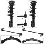 TrueDrive 8-Piece Kit Front, Driver and Passenger Side, Lower Control Arm with Loaded Struts, Sway Bar Links, and Tie Rod Ends