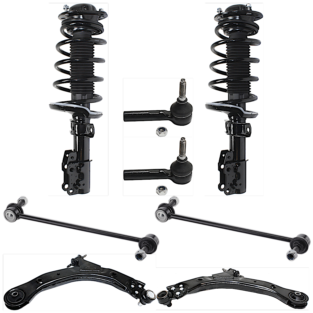 kit-100318-46_1.png TrueDrive 8-Piece Kit Front, Driver and Passenger Side, Lower Control Arm with Loaded Struts, Sway Bar Links, and Tie Rod Ends - Image 1
