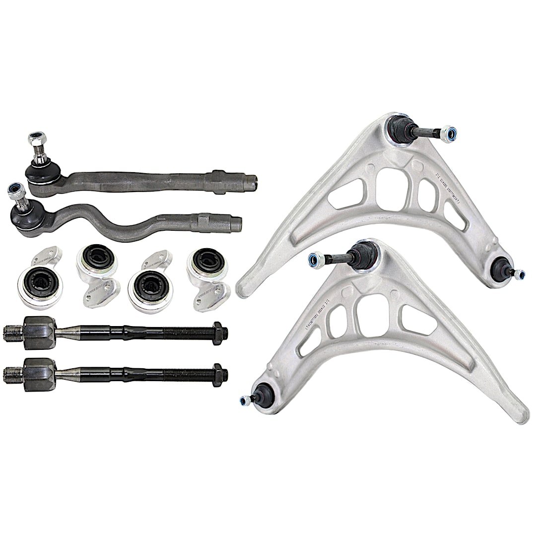 kit-100417-104_1.jpg TrueDrive 8-Piece Kit Front, Driver and Passenger Side, Lower Control Arm Kit, Includes (2) Control Arm, (1) Control Arm Bushing, and (4) Tie Rod End - Image 1