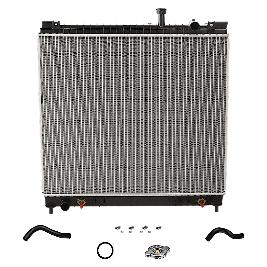 kit-100423-01_1.png Replacement 6-Piece Kit Radiator, 5.6L Engine, Aluminum Core, Plastic Tank, includes Radiator Cap, Radiator Hose, Thermostat, and Thermostat Gasket - Image 1