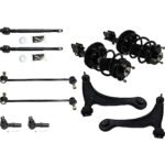 TrueDrive 10-Piece Kit Front, Driver and Passenger Side Suspension with Control Arms, Loaded Struts, Sway Bar Links, and Tie Rod Ends