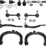 TrueDrive 12-Piece Kit Front, Driver and Passenger Side, Upper Control Arm Kit, Includes (4) Ball Joint, (2) Control Arm, (2) Sway Bar Link, and (4) Tie Rod End