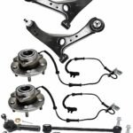 TrueDrive 8-Piece Kit Front, Driver and Passenger Side, Lower Control Arm with Sway Bar Links, Tie Rod Ends, and Wheel Hubs