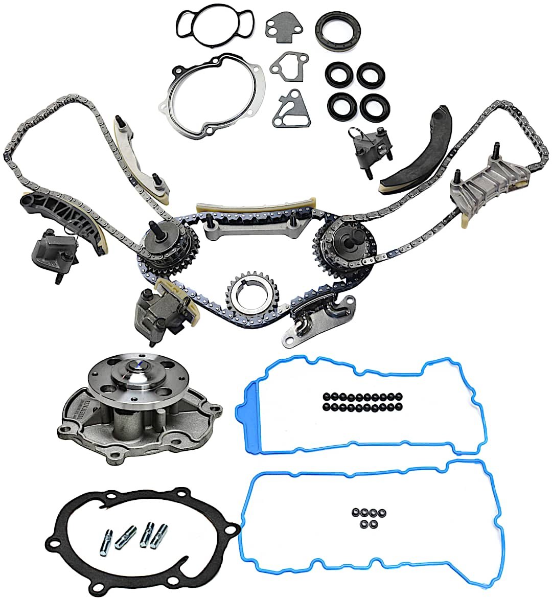 kit-101917-02_1.jpg DriveMotive 4-Piece Kit Timing Chain with Timing Cover Gasket, Valve Cover Gasket, and Water Pump, 6 Cylinder - Image 1