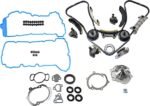 DriveMotive 4-Piece Kit Timing Chain with Timing Cover Gasket, Valve Cover Gasket, and Water Pump, 6 Cylinder, Dual Overhead Camshaft (DOHC)