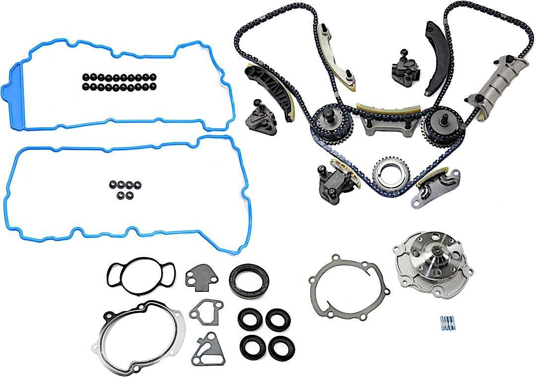 kit-101917-03_1.jpg DriveMotive 4-Piece Kit Timing Chain with Timing Cover Gasket, Valve Cover Gasket, and Water Pump, 6 Cylinder, Dual Overhead Camshaft (DOHC) - Image 1