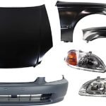 Replacement 6-Piece Kit Factory Style Hood, Steel, Primed, Includes (1) Bumper Cover, (2) Fender, (2) Headlight, and (1) Hood