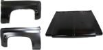 Replacement 3-Piece Kit Factory Style Hood, Steel, Primed, Includes (2) Fender and (1) Hood