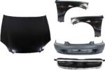 Replacement 5-Piece Kit Factory Style Hood, Steel, Primed, Includes (1) Bumper Cover, (2) Fender, (1) Grille, and (1) Hood