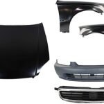 Replacement 5-Piece Kit Factory Style Hood, Steel, Primed, Includes (1) Bumper Cover, (2) Fender, (1) Grille, and (1) Hood