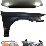 Replacement 4-Piece Kit Factory Style Hood, USA Built Vehicle, Steel, Primed, Includes (1) Corner Light, (1) Fender, (1) Headlight, and (1) Hood