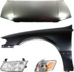 Replacement 4-Piece Kit Factory Style Hood, USA Built Vehicle, Steel, Primed, Includes (1) Corner Light, (1) Fender, (1) Headlight, and (1) Hood