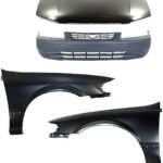 Replacement 4-Piece Kit Factory Style Hood, USA Built Vehicle, Steel, Primed, Includes (1) Bumper Cover, (2) Fender, and (1) Hood