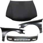 Replacement 4-Piece Kit Factory Style Hood, Steel, Primed, Includes (1) Bumper Cover, (2) Fender, and (1) Hood
