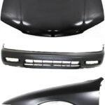 Replacement 4-Piece Kit Factory Style Hood, Steel, Primed, Includes (1) Bumper Cover, (1) Fender, (1) Headlight, and (1) Hood