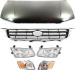 Replacement 6-Piece Kit Factory Style Hood, USA Built Vehicle, Steel, Primed, Includes (2) Corner Light, (1) Grille, (2) Headlight, and (1) Hood