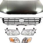 Replacement 6-Piece Kit Factory Style Hood, USA Built Vehicle, Steel, Primed, Includes (2) Corner Light, (1) Grille, (2) Headlight, and (1) Hood