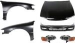 Replacement 6-Piece Kit Factory Style Hood, Steel, Primed, Includes (1) Bumper Cover, (2) Fender, (2) Headlight, and (1) Hood