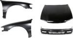 Replacement 4-Piece Kit Factory Style Hood, Steel, Primed, Includes (1) Bumper Cover, (2) Fender, and (1) Hood