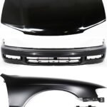 Replacement 4-Piece Kit Factory Style Hood, Steel, Primed, Includes (1) Bumper Cover, (1) Fender, (1) Headlight, and (1) Hood