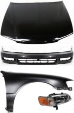 Replacement 4-Piece Kit Factory Style Hood, Steel, Primed, Includes (1) Bumper Cover, (1) Fender, (1) Headlight, and (1) Hood