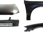 Replacement 4-Piece Kit Factory Style Hood, USA Built Vehicle, Steel, Primed, Includes (1) Bumper Cover, (2) Fender, and (1) Hood