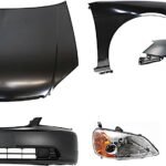 Replacement 6-Piece Kit Factory Style Hood, Sedan, Steel, Primed, Includes (1) Bumper Cover, (2) Fender, (2) Headlight, and (1) Hood