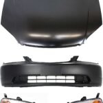 Replacement 4-Piece Kit Factory Style Hood, Sedan, Steel, Primed, Includes (1) Bumper Cover, (2) Headlight, and (1) Hood