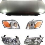 Replacement 5-Piece Kit Factory Style Hood, USA Built Vehicle, Steel, Primed, Includes (2) Corner Light, (2) Headlight, and (1) Hood