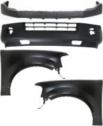 Replacement 4-Piece Kit, Front, Upper and Lower Upper - Primed, Lower - Textured Bumper Cover, Includes (2) Bumper Cover and (2) Fender