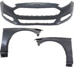 Replacement 3-Piece Kit, Front Primed Bumper Cover, Includes (1) Bumper Cover and (2) Fender
