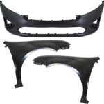 Replacement 3-Piece Kit, Front Primed Bumper Cover, CAPA Certified, Includes (1) Bumper Cover and (2) Fender