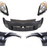 Replacement 5-Piece Kit, Front Primed Bumper Cover, Includes (1) Bumper Cover, (2) Fender, and (2) Headlight