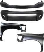 Replacement 4-Piece Kit, Front Primed Bumper Cover, For Models Without Chrome Insert, CAPA Certified, Includes (2) Bumper Cover and (2) Fender