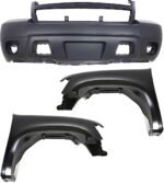 Replacement 3-Piece Kit Front, Driver and Passenger Side Fender, For Models without Off Road Package, CAPA Certified, Includes (1) Bumper Cover and (2) Fender