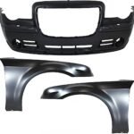 Replacement 3-Piece Kit, Front Primed Bumper Cover, Includes (1) Bumper Cover and (2) Fender