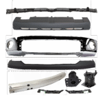 Replacement 9-Piece Kit Front Bumper Chrome, Includes (2) Bumper Bracket, (1) Bumper Cover, (1) Bumper Reinforcement, (3) Bumper Retainer, and (1) Valance