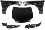 Replacement 5-Piece Kit Factory Style Hood, Steel, Textured Black, Includes (2) Fender, (2) Fender Liner, and (1) Hood