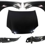 Replacement 5-Piece Kit Factory Style Hood, Steel, Textured Black, Includes (2) Fender, (2) Fender Liner, and (1) Hood