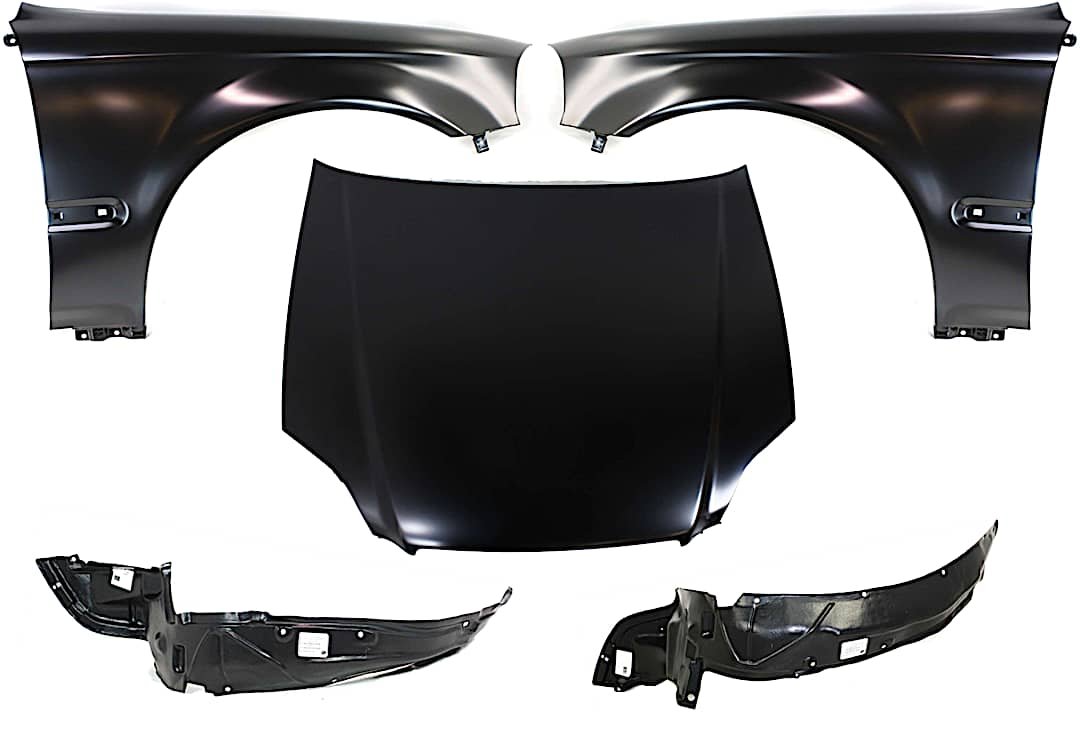 kit-30715-13_1.jpg Replacement 5-Piece Kit Factory Style Hood, Steel, Textured Black, Includes (2) Fender, (2) Fender Liner, and (1) Hood - Image 1